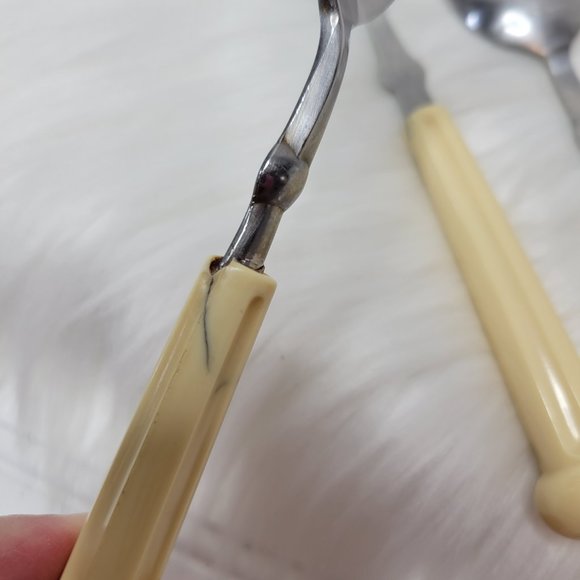 Vintage Oxford Hall Stainless Flatware Iced Tea Spoons Set of 4 Plastic Handle - Picture 7 of 8